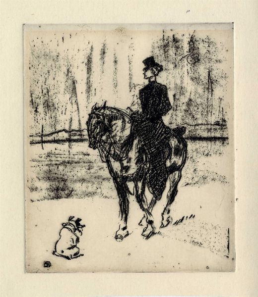 HENRI (DE) TOULOUSE-LAUTREC : Rider and dog.  - Asta Arte Antica, Moderna e Contemporanea [parte II] - Associazione Nazionale - Case d'Asta italiane