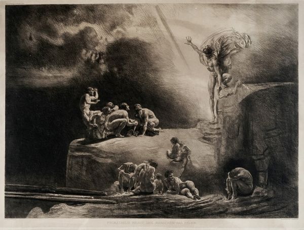 RUDOLF JETTMAR : Prometheus bringt den menschen das feuer (Prometeo porta il fuoco agli uomini).  - Asta Arte Antica, Moderna e Contemporanea [parte II] - Associazione Nazionale - Case d'Asta italiane