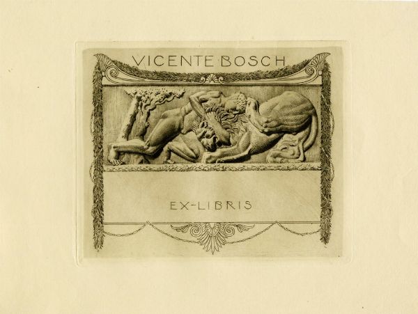 SIGMUND LIPINSKY : Ex libris Vicente Bosch.  - Asta Arte Antica, Moderna e Contemporanea [parte II] - Associazione Nazionale - Case d'Asta italiane