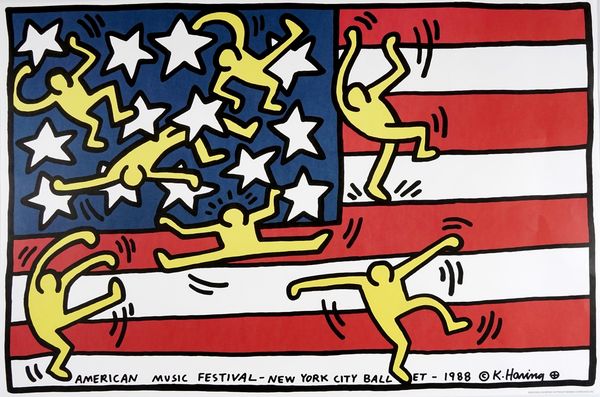 Keith Haring : American music festival - New York City ballet.  - Asta Arte Antica, Moderna e Contemporanea [parte II] - Associazione Nazionale - Case d'Asta italiane