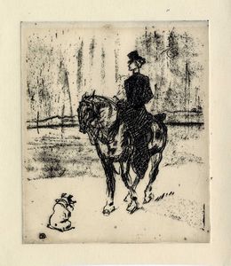 HENRI (DE) TOULOUSE-LAUTREC - Rider and dog.