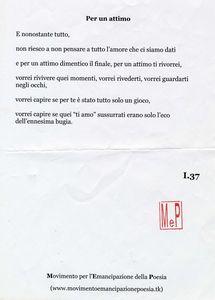 MOVIMENTO PER L'EMANCIPAZIONE DELLA POESIA - Per un attimo e a F.