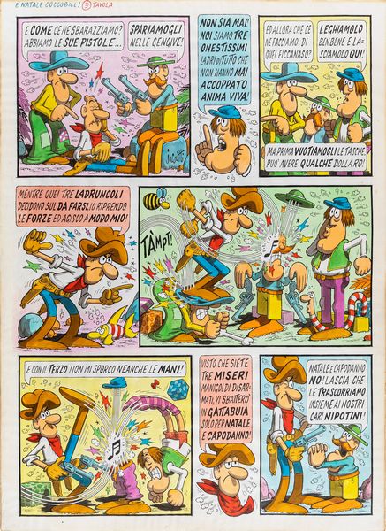 Benito Jacovitti :  Natale Cocco Bill  - Asta Fumetti: Tavole e Illustrazioni Originali - Associazione Nazionale - Case d'Asta italiane