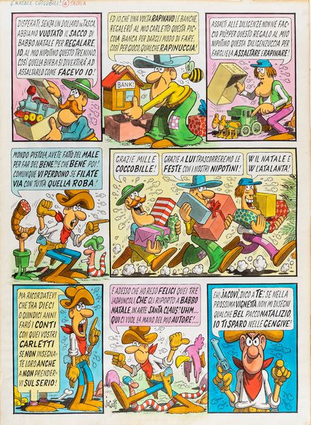 Benito Jacovitti :  Natale Cocco Bill  - Asta Fumetti: Tavole e Illustrazioni Originali - Associazione Nazionale - Case d'Asta italiane