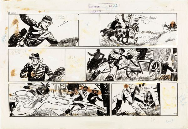 Hugo Pratt : Il Sergente Kirk - Sentiero di sangue  - Asta Fumetti: Tavole e Illustrazioni Originali - Associazione Nazionale - Case d'Asta italiane