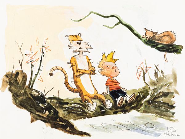 Giulio Rincione : Calvin and Hobbes  - Asta Fumetti: Tavole e Illustrazioni Originali - Associazione Nazionale - Case d'Asta italiane