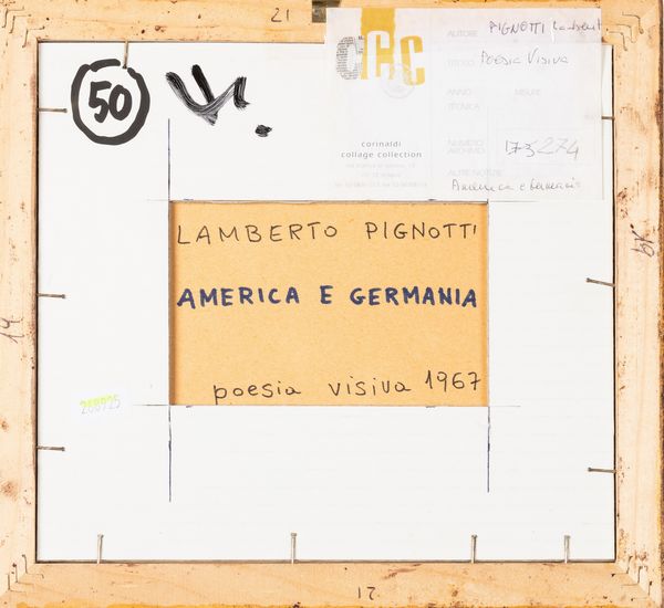 LAMBERTO PIGNOTTI : America e Germania  - Asta Poesia Visiva e Dintorni - Associazione Nazionale - Case d'Asta italiane