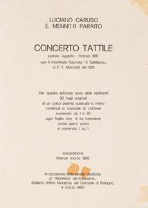 LUCIANO CARUSO : Concerto tattile  - Asta Poesia Visiva e Dintorni - Associazione Nazionale - Case d'Asta italiane