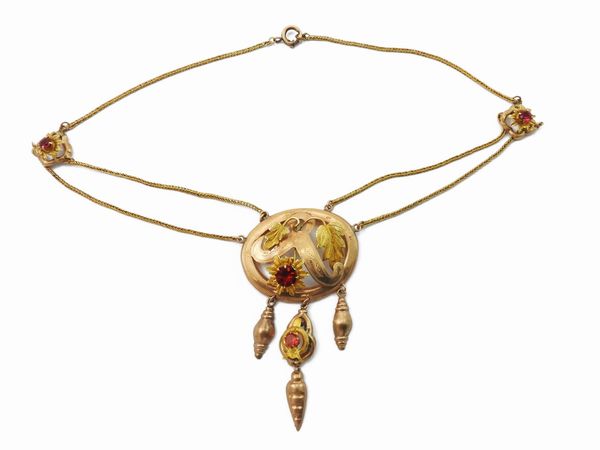 Collana borbonica in oro a basso titolo con paste vitree  - Asta Gioielli e Orologi - Associazione Nazionale - Case d'Asta italiane