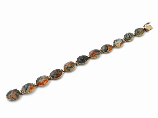 Bracciale in oro 375/1000 con agate muschiate  - Asta Gioielli e Orologi - Associazione Nazionale - Case d'Asta italiane