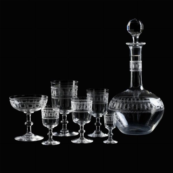 Servizio di calici Chanel<BR>Francia, Manifattura Baccarat, 1920 circa<BR>  - Asta L'Art de la Table - Associazione Nazionale - Case d'Asta italiane