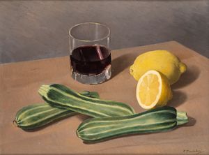 Francesco Trombadori - Natura morta con zucchine