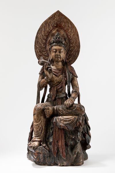 SCULTURA IN LEGNO POLICROMO RAFFIGURANTE GUANYIN  - Asta Arte Orientale  - Associazione Nazionale - Case d'Asta italiane