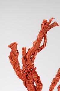 ☼Grande scultura in corallo rosso  - Asta Arte Orientale  - Associazione Nazionale - Case d'Asta italiane