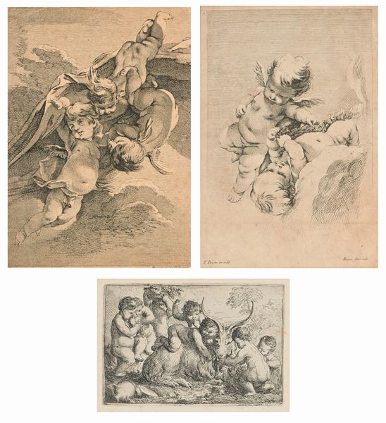 Gabriel Huquier, : Giochi di putti, da Francois Boucher e Baccanale con capra e amorini  - Asta Antiquariato - Mobili, Sculture e Oggetti d'Arte - Associazione Nazionale - Case d'Asta italiane