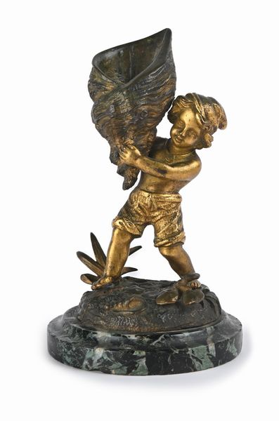 Scultura in bronzo dorato e brunito, XX secolo  - Asta Antiquariato - Mobili, Sculture e Oggetti d'Arte - Associazione Nazionale - Case d'Asta italiane