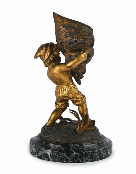 Scultura in bronzo dorato e brunito, XX secolo  - Asta Antiquariato - Mobili, Sculture e Oggetti d'Arte - Associazione Nazionale - Case d'Asta italiane