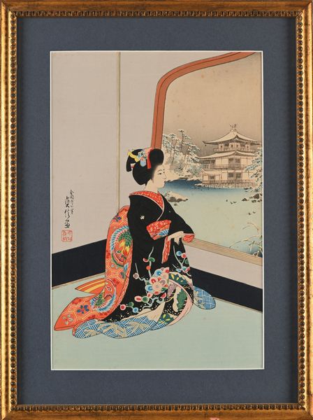 Sadanobu Hasegawa III : Giovane geisha in inverno  - Asta Antiquariato - Mobili, Sculture e Oggetti d'Arte - Associazione Nazionale - Case d'Asta italiane