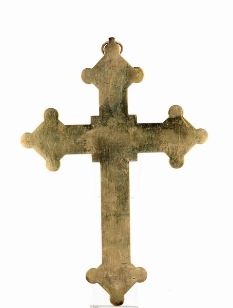 Croce in bronzo dorato con inserti a mosaico, inizi del XX secolo  - Asta Antiquariato - Mobili, Sculture e Oggetti d'Arte - Associazione Nazionale - Case d'Asta italiane