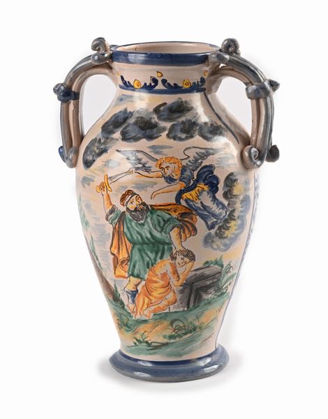 Vaso biansato in ceramica policroma, XX secolo  - Asta Antiquariato - Mobili, Sculture e Oggetti d'Arte - Associazione Nazionale - Case d'Asta italiane