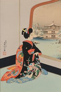 Sadanobu Hasegawa III - Giovane geisha in inverno