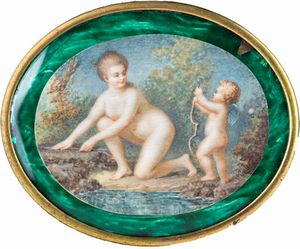 Miniaturista del XIX secolo : Venere e Amore  - Asta Antiquariato - Mobili, Sculture e Oggetti d'Arte - Associazione Nazionale - Case d'Asta italiane