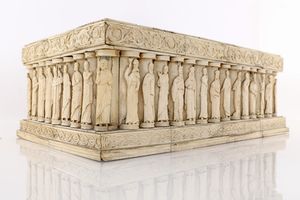 Cassetta nuziale in osso, ambito Andrea Onufrio, fine del XIX secolo  - Asta Antiquariato - Mobili, Sculture e Oggetti d'Arte - Associazione Nazionale - Case d'Asta italiane