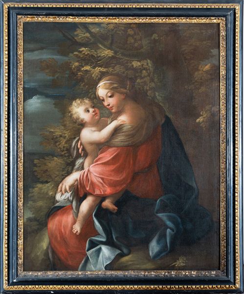 Scuola bolognese, XVIII secolo : Madonna con bambino  - Asta Oggetti d'arte, Gouaches dalla Collezione di Carlo Knight, importanti dipinti antichi e dipinti del XIX secolo - Associazione Nazionale - Case d'Asta italiane