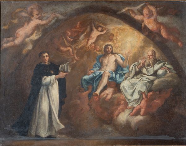 Scuola italiana, fine XVIII secolo : Sant'Antonio al cospetto di Cristo e il Signore tra angeli in gloria  - Asta Oggetti d'arte, Gouaches dalla Collezione di Carlo Knight, importanti dipinti antichi e dipinti del XIX secolo - Associazione Nazionale - Case d'Asta italiane