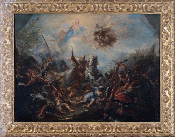 Giacomo del Po : San Domenico di Ges� Maria nella battaglia di Praga contro i protestanti,1708  - Asta Oggetti d'arte, Gouaches dalla Collezione di Carlo Knight, importanti dipinti antichi e dipinti del XIX secolo - Associazione Nazionale - Case d'Asta italiane