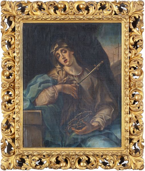 Scuola italiana, XVII secolo : Madonna addolorata  - Asta Oggetti d'arte, Gouaches dalla Collezione di Carlo Knight, importanti dipinti antichi e dipinti del XIX secolo - Associazione Nazionale - Case d'Asta italiane