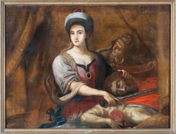 Scuola italiana, fine XVII secolo : Giuditta e Oloferne  - Asta Oggetti d'arte, Gouaches dalla Collezione di Carlo Knight, importanti dipinti antichi e dipinti del XIX secolo - Associazione Nazionale - Case d'Asta italiane