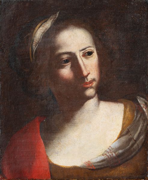 Niccolò De Simone (attivo a Napoli tra il 1636/1677) : Testa di giovane donna  - Asta Oggetti d'arte, Gouaches dalla Collezione di Carlo Knight, importanti dipinti antichi e dipinti del XIX secolo - Associazione Nazionale - Case d'Asta italiane