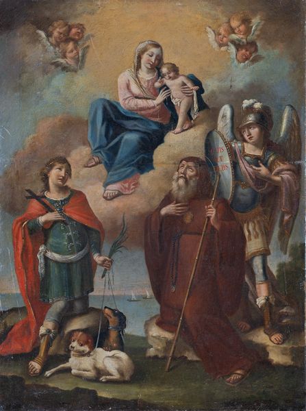 Scuola dell'Italia meridionale fine XVII inizi XVIII secolo : Vergine con bambino e Santi  - Asta Oggetti d'arte, Gouaches dalla Collezione di Carlo Knight, importanti dipinti antichi e dipinti del XIX secolo - Associazione Nazionale - Case d'Asta italiane