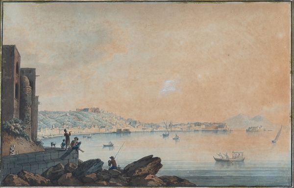 Scuola napoletana, fine XVIII  inizi XIX secolo : Napoli dal mare  - Asta Oggetti d'arte, Gouaches dalla Collezione di Carlo Knight, importanti dipinti antichi e dipinti del XIX secolo - Associazione Nazionale - Case d'Asta italiane