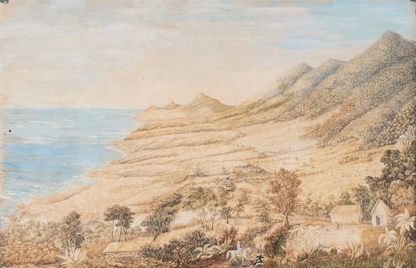 Scuola napoletana, metà XIX secolo : Paesaggio costiero con cacciatori  - Asta Oggetti d'arte, Gouaches dalla Collezione di Carlo Knight, importanti dipinti antichi e dipinti del XIX secolo - Associazione Nazionale - Case d'Asta italiane