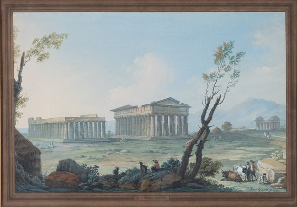 Saverio  Della Gatta : Templi di Paestum  - Asta Oggetti d'arte, Gouaches dalla Collezione di Carlo Knight, importanti dipinti antichi e dipinti del XIX secolo - Associazione Nazionale - Case d'Asta italiane