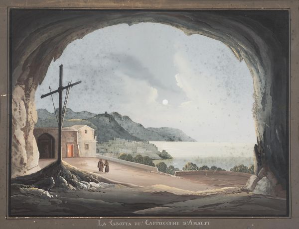 Scuola napoletana, XIX secolo : La grotta de'Cappuccini d'Amalfi  - Asta Oggetti d'arte, Gouaches dalla Collezione di Carlo Knight, importanti dipinti antichi e dipinti del XIX secolo - Associazione Nazionale - Case d'Asta italiane