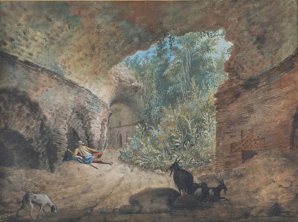 Pietro Fabris : Ambulacri dell'Anfiteatro Flavio  - Asta Oggetti d'arte, Gouaches dalla Collezione di Carlo Knight, importanti dipinti antichi e dipinti del XIX secolo - Associazione Nazionale - Case d'Asta italiane