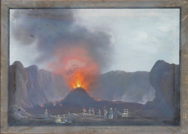 Scuola napoletana, XIX secolo : Interno del Vesuvio, 1844  - Asta Oggetti d'arte, Gouaches dalla Collezione di Carlo Knight, importanti dipinti antichi e dipinti del XIX secolo - Associazione Nazionale - Case d'Asta italiane