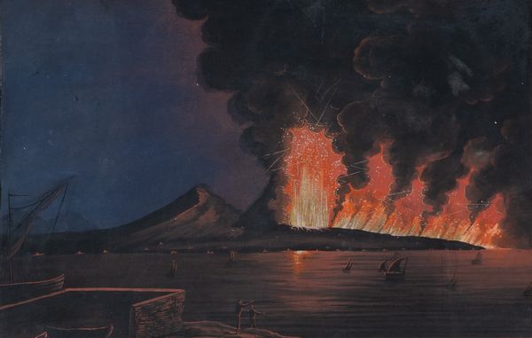 Ignoto autore degli inizi del XIX secolo : L'eruzione del Vesuvio del 1794  - Asta Oggetti d'arte, Gouaches dalla Collezione di Carlo Knight, importanti dipinti antichi e dipinti del XIX secolo - Associazione Nazionale - Case d'Asta italiane