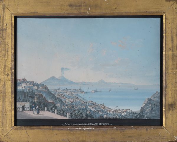 Ignoto pittore del XIX secolo : Napoli dal palazzo di Tricase  - Asta Oggetti d'arte, Gouaches dalla Collezione di Carlo Knight, importanti dipinti antichi e dipinti del XIX secolo - Associazione Nazionale - Case d'Asta italiane