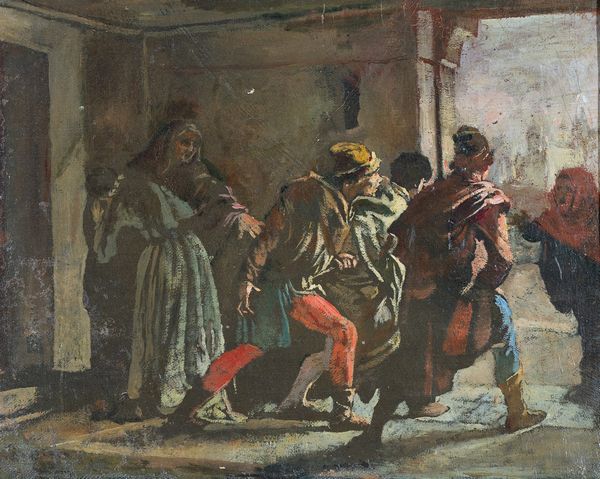 Scuola napoletana XIX secolo : a) Ecce homo; b) Bozzetto per scena storica  - Asta Oggetti d'arte, Gouaches dalla Collezione di Carlo Knight, importanti dipinti antichi e dipinti del XIX secolo - Associazione Nazionale - Case d'Asta italiane