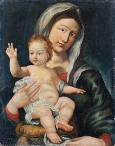 Scuola napoletana, fine XVIII secolo - Madonna con bambino