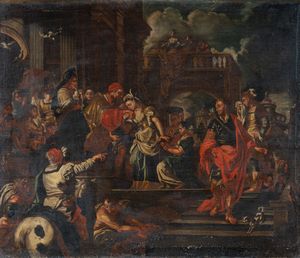 scuola di Francesco Solimena (Canale di Serino 1657–1747 Barra) - Salomone e la regina di Saba