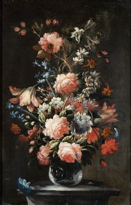 attribuito a Giacomo Recco (Napoli 1603 – prima del 1653) - Vaso con fiori