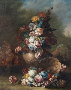 attribuito a Francesco Lavagna (Napoli, 1684 - 1724) - Trionfo di peonie e rose