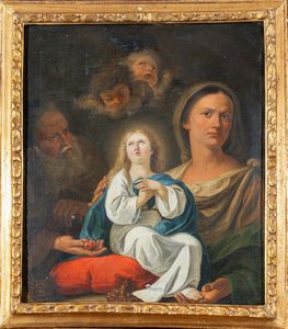 Scuola italiana, XVIII secolo - Sant'Anna e San Gioacchino con la Vergine bambina