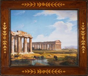 Anton Sminck Van Pitloo (Arnhem 1790 - Napoli 1837) - Templi di Paestum