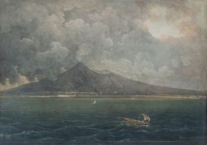 Thomas Ender (Vienna, 1793 – 1875) - Vesuvio dal mare